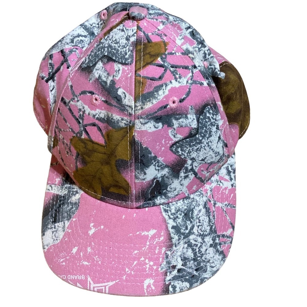 Camouflage Baseball Hat Womens Adjustable Pink Brown Strapback Cap